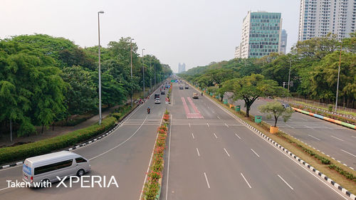 Road passing through city