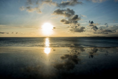 Scenic view of sea at sunset