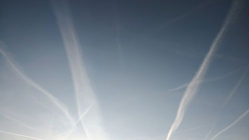 Low angle view of vapor trail in sky