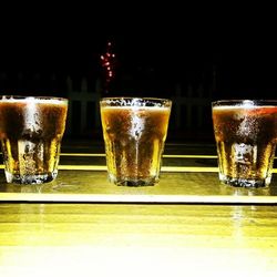 Close-up of beer on table