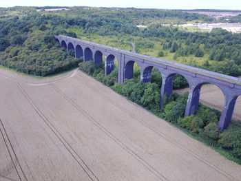 Scenic view of bridge over mountains