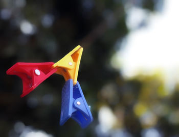 Close-up of paper toy hanging