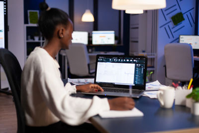 Woman working on table