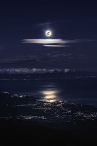 Scenic view of sea against sky at night