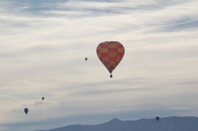 Low angle view of hot air balloon against sky