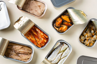 High angle view of food on table