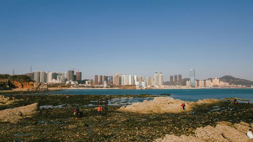 City skyline with waterfront