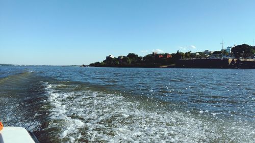 Scenic view of sea against clear sky