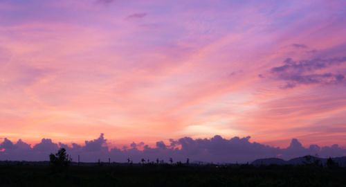 Scenic view of silhouette landscape against sky during sunset