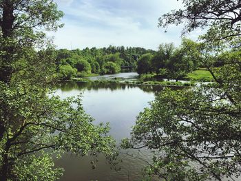 Scenic view of lake against sky