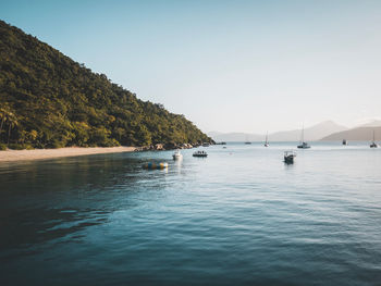 Scenic view of sea against clear sky