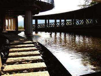 Bridge over river against sky