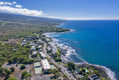 High angle view of sea against sky