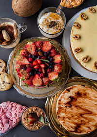 High angle view of food on table