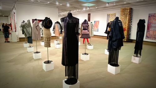 Clothes drying on display at store