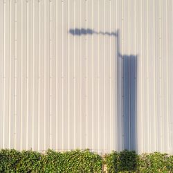 Shadow of street light on wall during sunny day