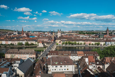 High angle view of townscape against sky