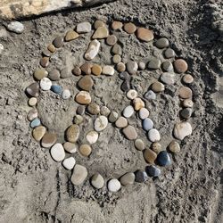 High angle view of stones on sand