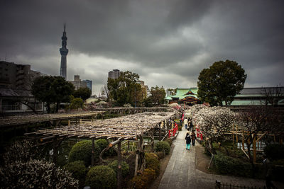 View of bridge against cloudy sky