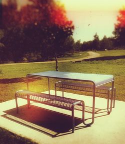 Empty bench in park