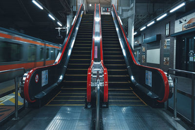 Elevated view of escalator