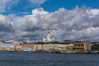 Helsinki, finland - august 24, 2020 helsinki cityscape shot from water