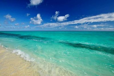 Scenic view of sea against cloudy sky