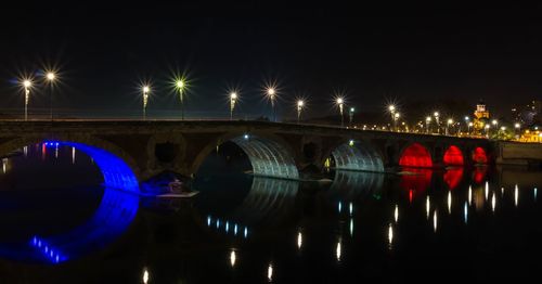 Reflection of illuminated lights in river