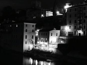 Illuminated buildings at night