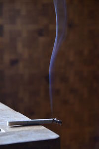 Close-up of paper ring on table