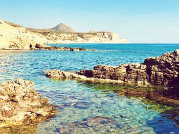 Scenic view of sea against clear sky