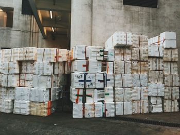 Stack of papers on tiled floor