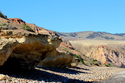 Scenic view of rock formations in desert