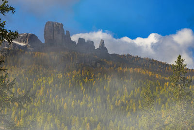 Panoramic view of beautiful landscape with foggy at cortina italy.