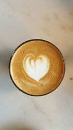 High angle view of coffee on table