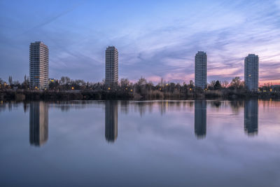 Reflection of city on water