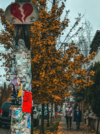 People by trees during autumn