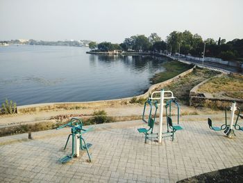 Scenic view of river against clear sky