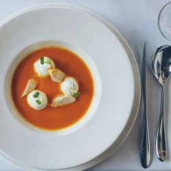 High angle view of food in plate