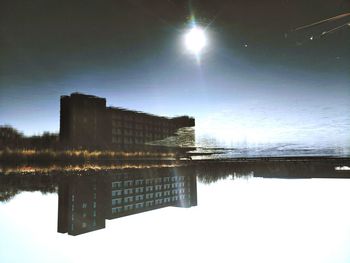 Reflection of buildings in lake