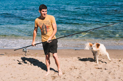 Full length of a dog on beach