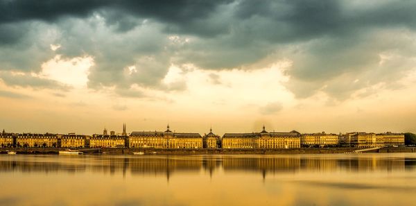 Reflection of buildings in river