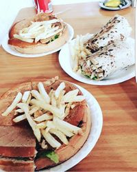 Close-up of food in plate on table