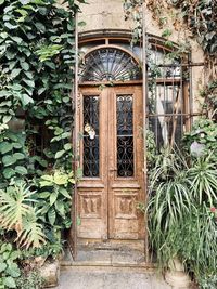 Closed door of building