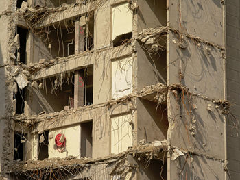 Low angle view of damaged building