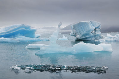 Scenic view of sea against sky during winter