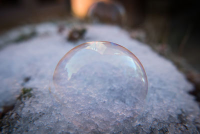 Close-up of bubbles in winter