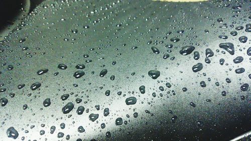 Full frame shot of raindrops on glass window