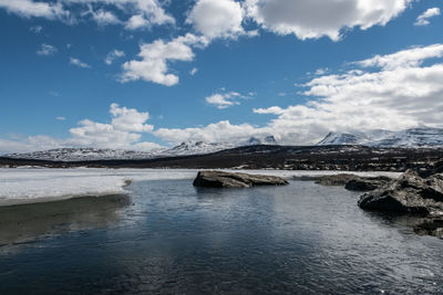 Scenic view of lake against sky