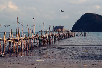 View of pier in sea